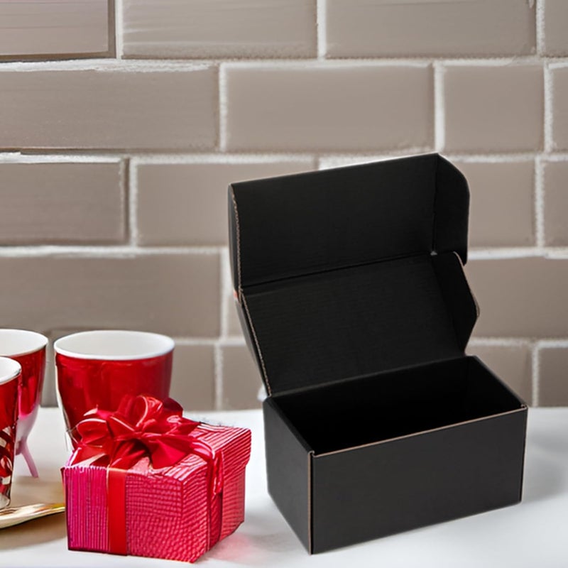 DUZCLI Small Shipping Boxes 8x4x4 Inches – Black Corrugated Cardboard Boxes (20-Pack) for Mailing, Packing, Small Business & Gift Packaging - Recyclable & Sturdy - Image 3
